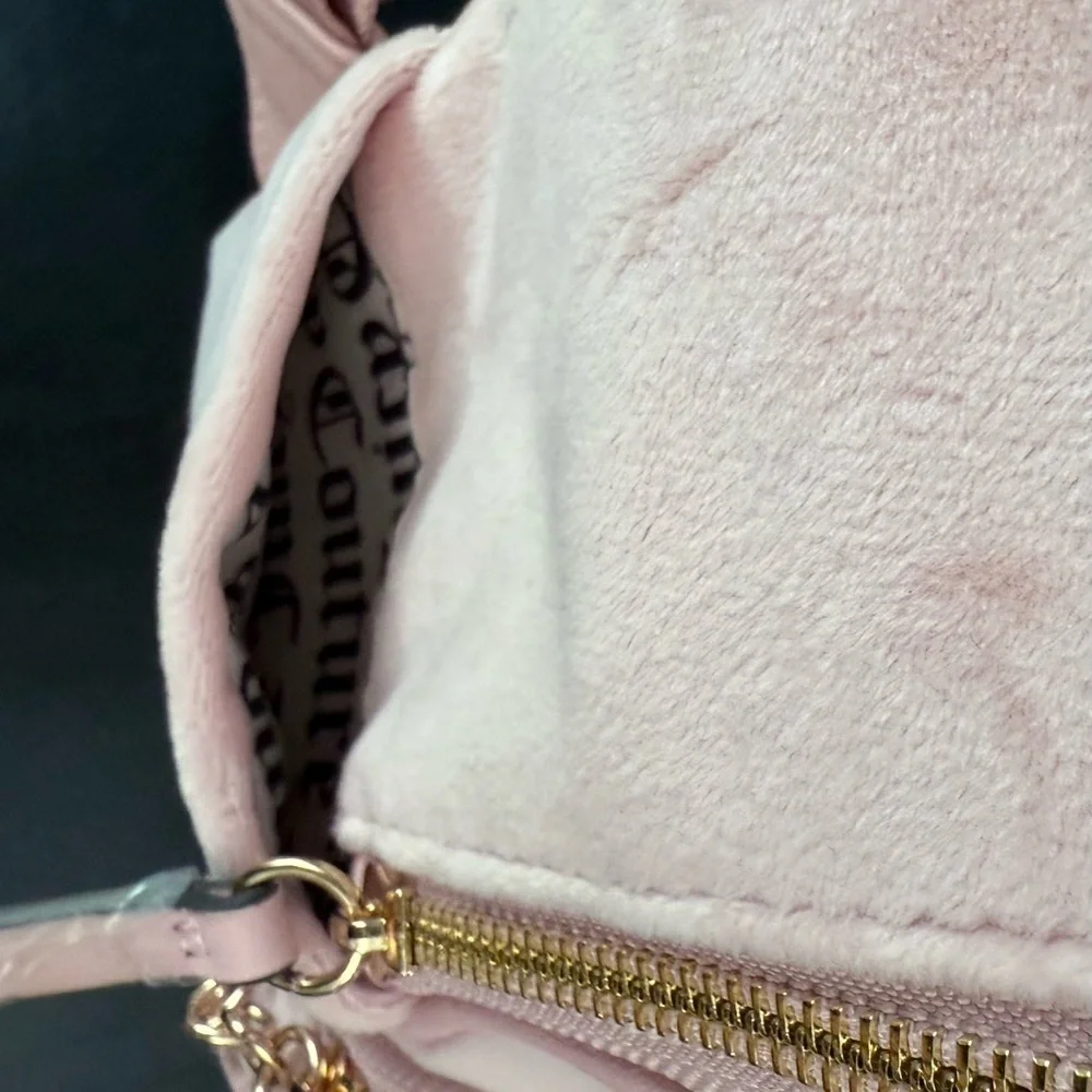 NWT Juicy Couture  Backpack Pink Diamond  Velour  Heritage New $99 School Bag